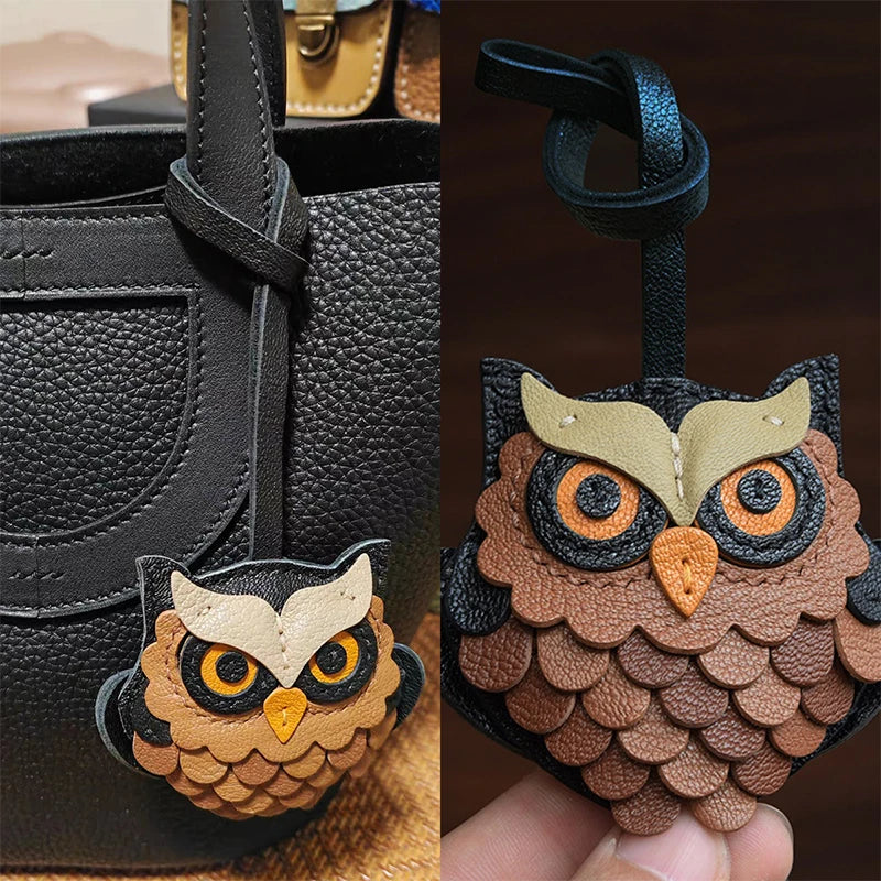 Porte-Clés Hibou en Cuir – Sagesse & Élégance Artisanale