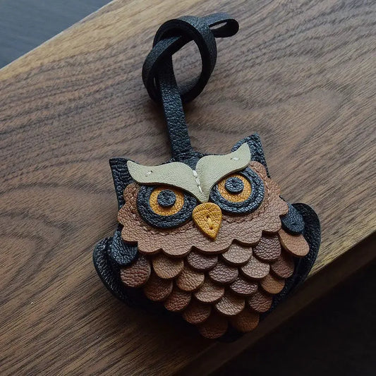 Porte-Clés Hibou en Cuir – Sagesse & Élégance Artisanale